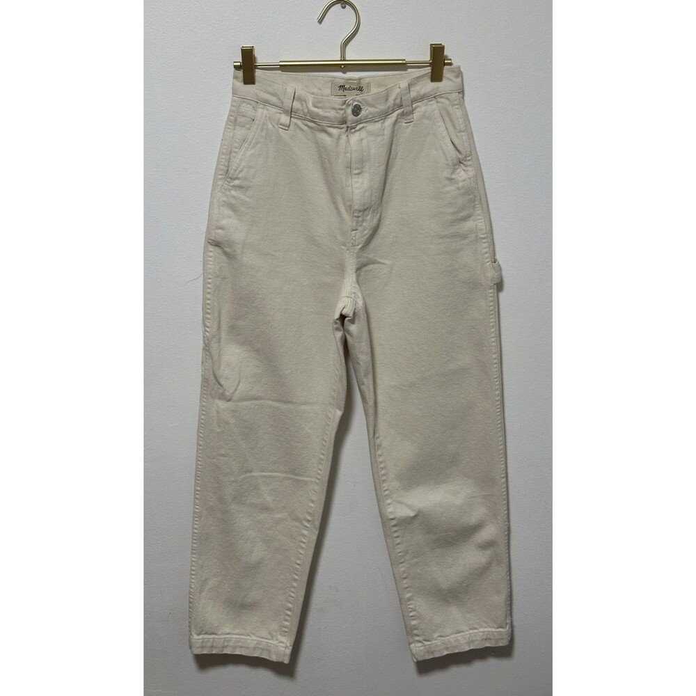 Madewell Baggy Straight Cargo Pants Vintage Canvas Jeans Size 24 Workwear Cream